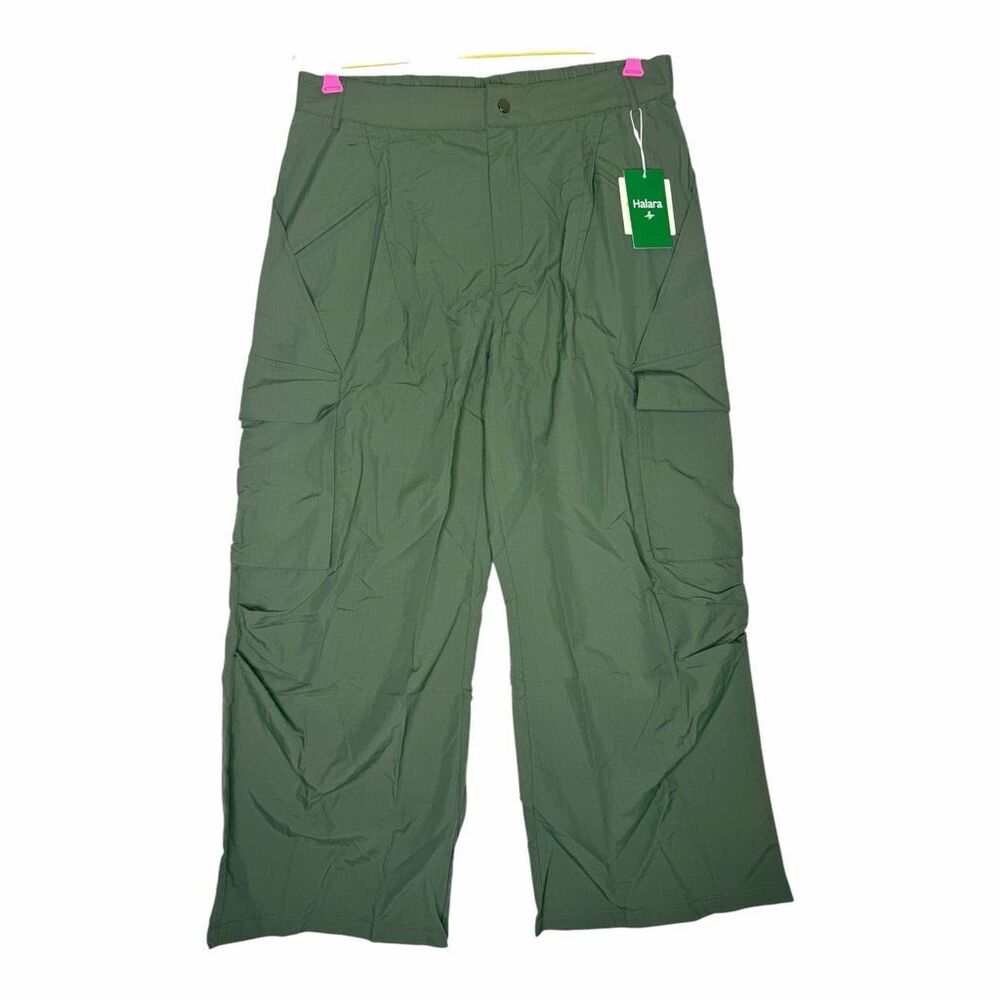 NEW‎ Halara Women’s High Waisted Wide Leg Cargo Pants Green Size Large Petite